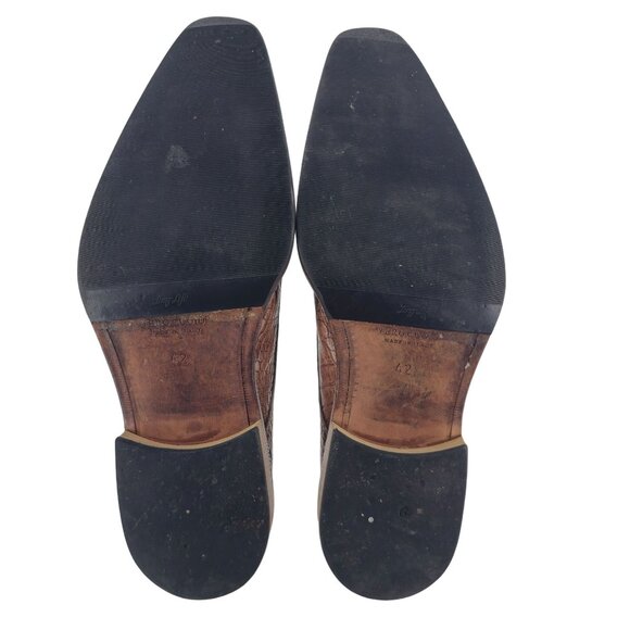 Vintage Italy Marcopizzi Men 8.5 Tan Brown Alligator Leather Dress Shoes Oxfords main image 8